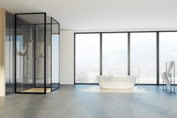 Loft bathroom, shower and tub