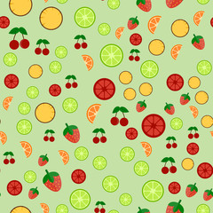 Lemon fruits seamless pattern vector illustration vegetarian diet cytrus freshness tropical slice