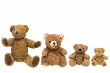 Four different teddy bears
