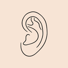 Ear human. Drawn lines icon. Vector illustration.