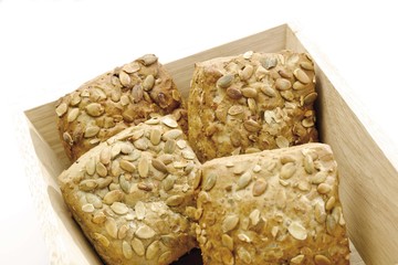 Whole grain bread rolls with pumpkin seeds