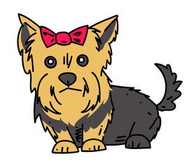 Fototapeta na wymiar Terrier cartoon hand drawn image. Original colorful artwork, comic childish style drawing.