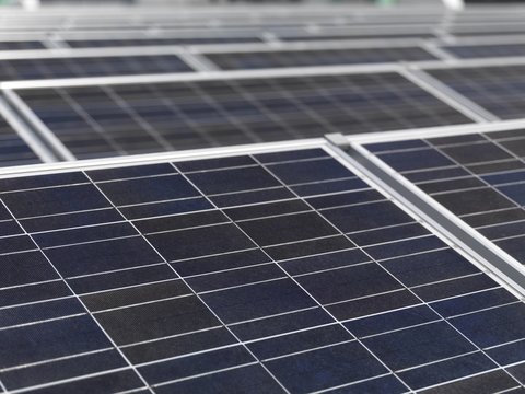 Polycrystalline solar panels, close-up