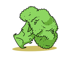 Broccoli cartoon hand drawn image. Original colorful artwork, comic childish style drawing.