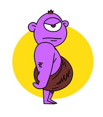 Cyclop cartoon hand drawn image. Original colorful artwork, comic childish style drawing.