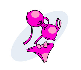 Women underwear cartoon hand drawn image. Original colorful artwork, comic childish style drawing.