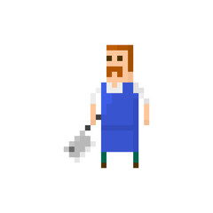 Fototapeta premium Pixel character butcher for games and applications