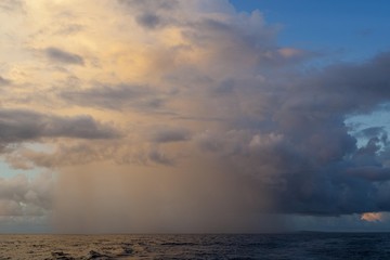 Plakat Storm, rain shower and thunderstorm over the sea