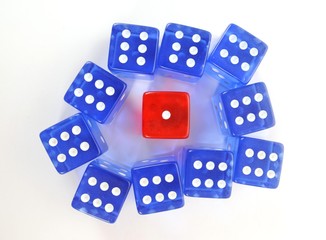 Dice, symbolic picture for mobbing, isolation, loner, intimidation, aggression