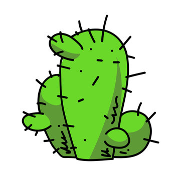 Cactus cartoon hand drawn image. Original colorful artwork, comic childish style drawing.