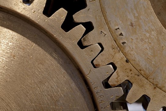 Interlocking gear wheels, detailed view