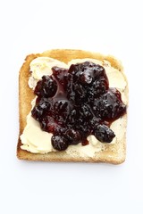Slice of toast, toasted slice of bread, with cherry jam