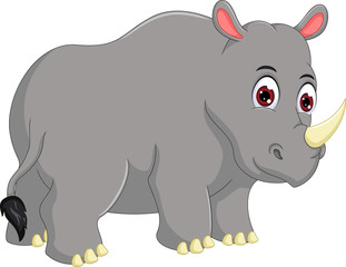 strong rhino cartoon standing with smile
