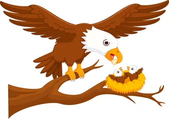 Photo sur Aluminium Aigle Sweet Eagle mère et dessin animé junior aigle