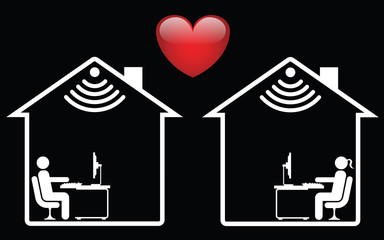 Fototapeta premium Representation of online dating isolated on black background