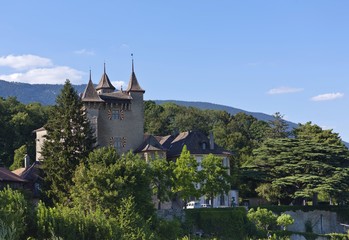Fototapeta premium Chateau de Vaumarcus castle, Vaumarcus, Lake Neuchatel, Canton Neuchatel, Switzerland, Europe