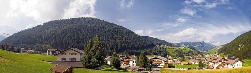 Fototapeta na wymiar Panoramic view of Selva, Val Gardena, province of Bolzano-Bozen, Italy, Europe