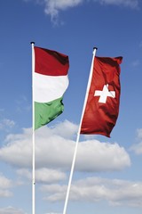 Flags of Hungary and Switzerland