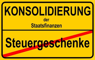 City limit sign, symbolic image for the end of tax cuts for fiscal consolidation