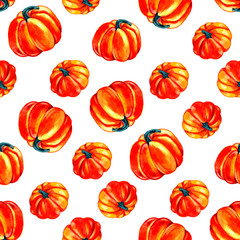 pumpkin pattern fresh watercolor seamless illustration