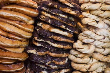 Various types of pretzels