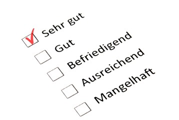 Rating form with very good rating, symbolic image for competence