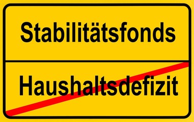 City limits sign, symbolic image, end of the federal deficit by European Stability Funds