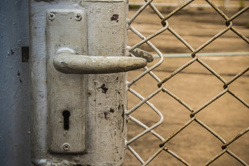 Old metal door closed