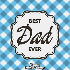 Best Dad Ever. Greeting card for Father`s Day, template for poster, banner, postcard. Illustration on gingham background with lettering in frame. Vector.