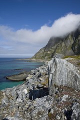 Fototapeta na wymiar Rock formations at Boerhella, Andoeya Island, Vesteralen, Norway, Scandinavia, Europe
