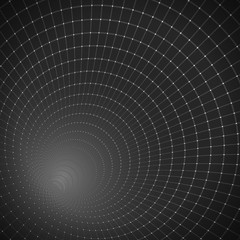 Illustration of Vector 3D Tunnel. Optical Illusion Vortex Twist Wireframe Background