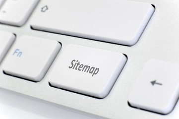 Modern white keyboard with word "Sitemap"