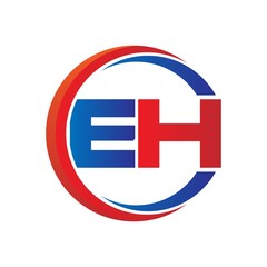 Obraz premium eh logo vector modern initial swoosh circle blue and red