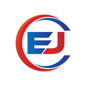 ej logo vector modern initial swoosh circle blue and red