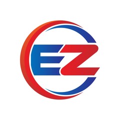 ez logo vector modern initial swoosh circle blue and red