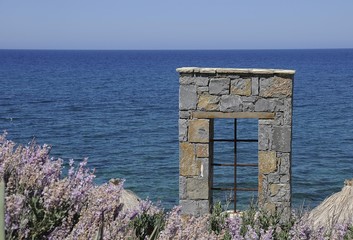 Window, sea, Crete, Greece, Europe, PublicGround, Europe