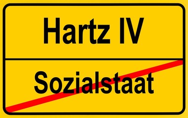 Obraz premium City limit sign, symbolic image for the incompatibility of a welfare state and Hartz IV