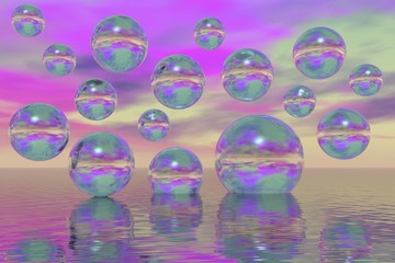 Glass balls, fantasy image, graphic
