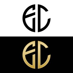ec initial logo circle shape vector black and gold - obrazy, fototapety, plakaty
