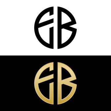 eb initial logo circle shape vector black and gold