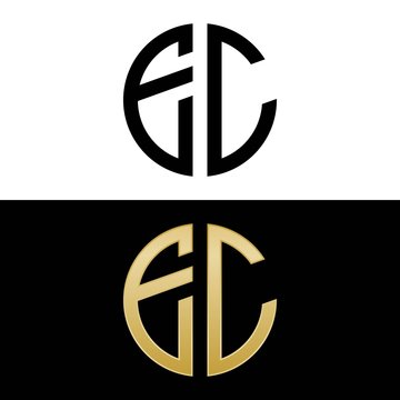 ec initial logo circle shape vector black and gold