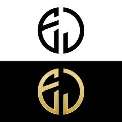 ej initial logo circle shape vector black and gold