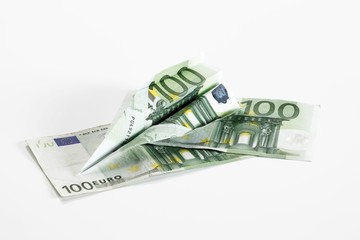 100 euro banknotes, paper planes