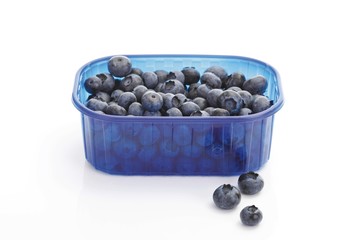 Blueberries in a plastic box