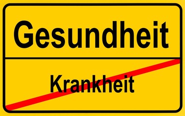 Obraz premium Sign city limits, symbolic image for healing and a path to health