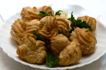 snack eclairs on the platter