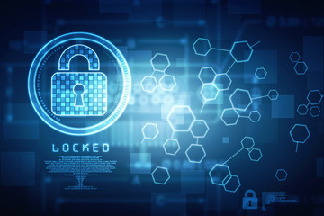 2d illustration Safety concept: Closed Padlock on digital background