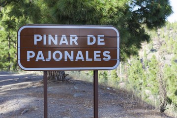 Sign, Pinar de Pajonales National Park, Gran Canaria, Canary Islands, Spain, Europe, PublicGround, Europe