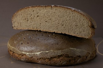 Mixed wheat and rye bread, made with sourdough, rye flour, wheat flour and spelt flour baked in a household oven
