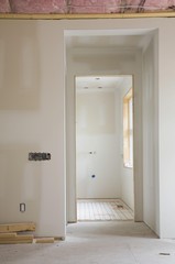 Unfinished bathroom in a residential home, Quebec, Canada, North America